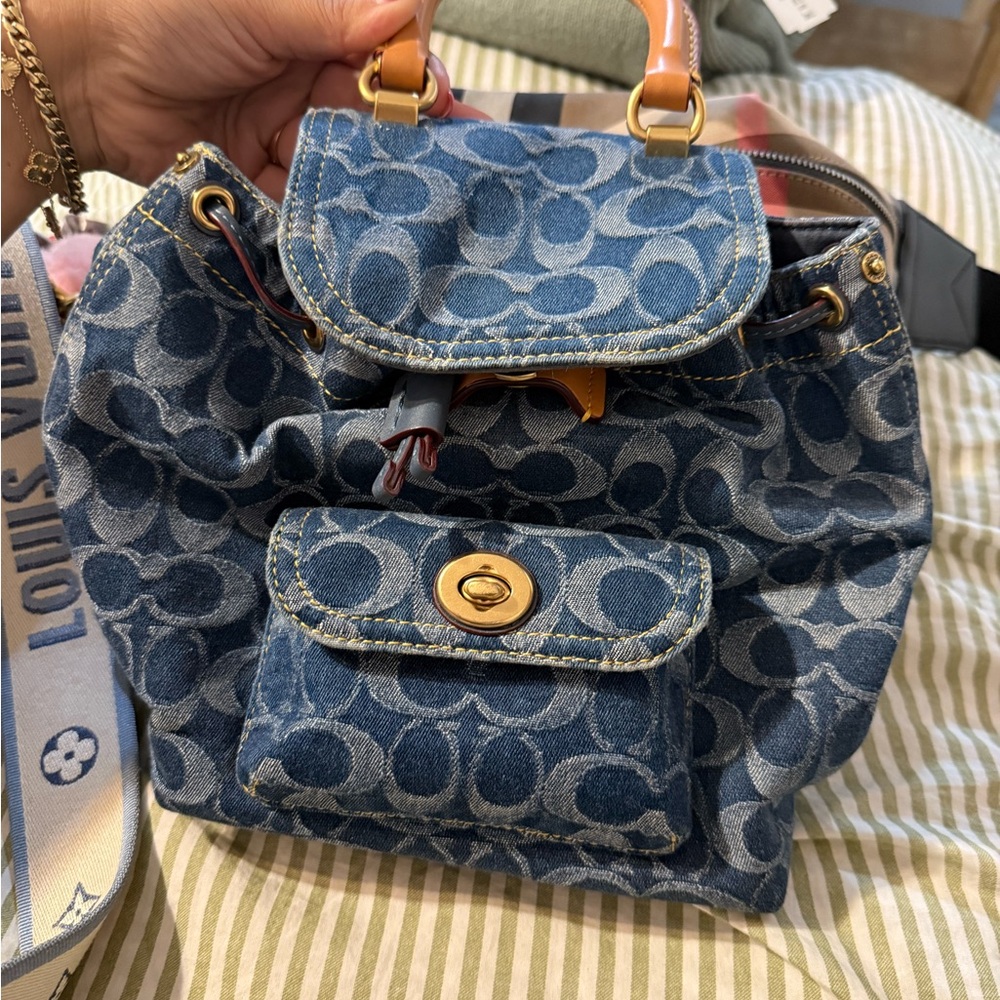 Coach Blue Patterned Backpack